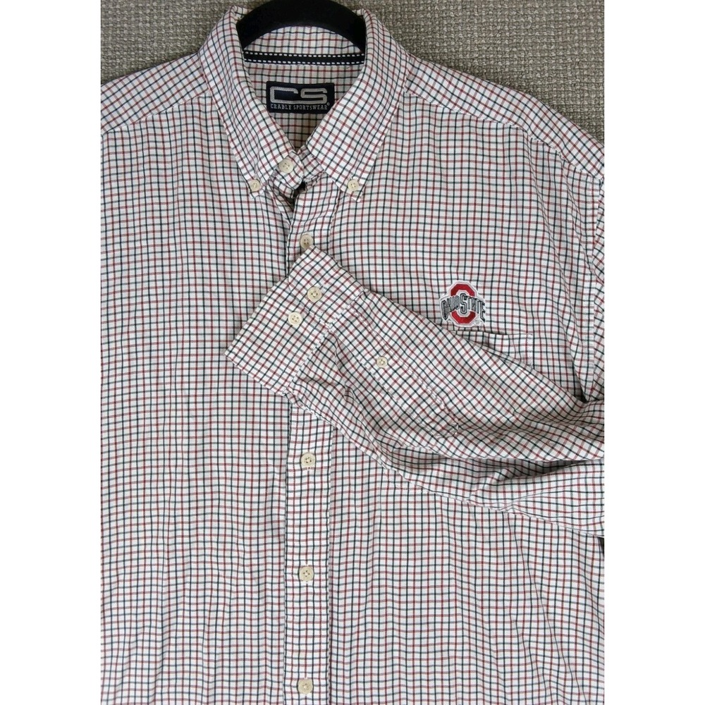 Vintage Ohio State Buckeyes Shirt Mens L Button Up Plaid Logo Crable Sports
